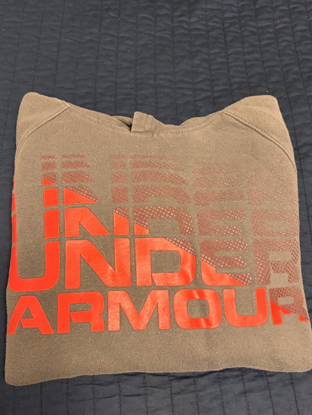 Under Armour Youth L Hoodie - Gray with Red Trim Letters